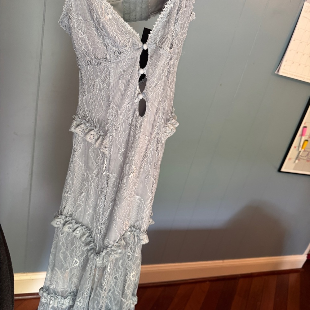 Dollskill Blue Lace Long Dress -XXS